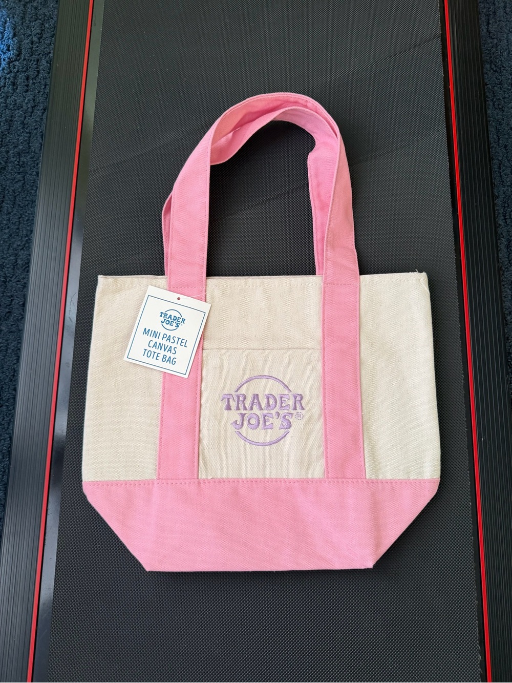 Brand New Trader Joe's Mini Pastel Pink Canvas Tote Bag With Tag
